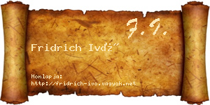 Fridrich Ivó névjegykártya